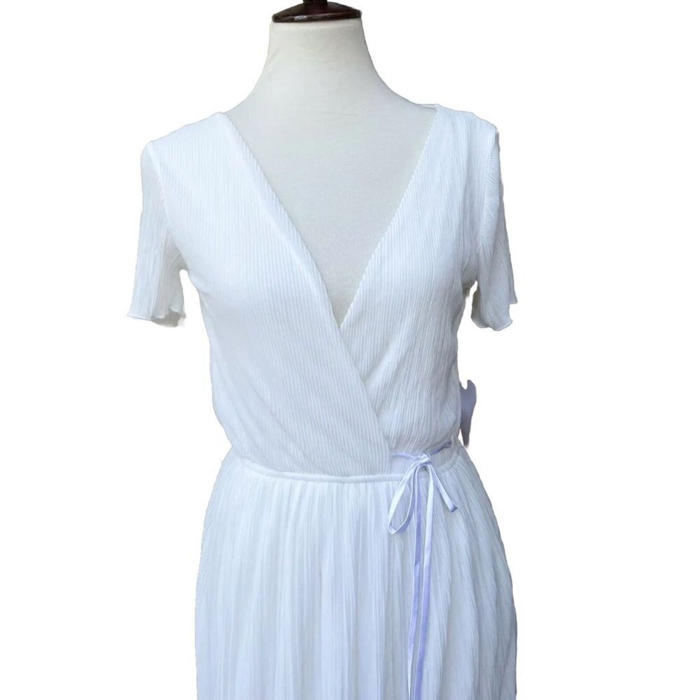 Leith Women's Ivory Pleat Surplice Wrap Dress Size XS - Picture 14 of 16
